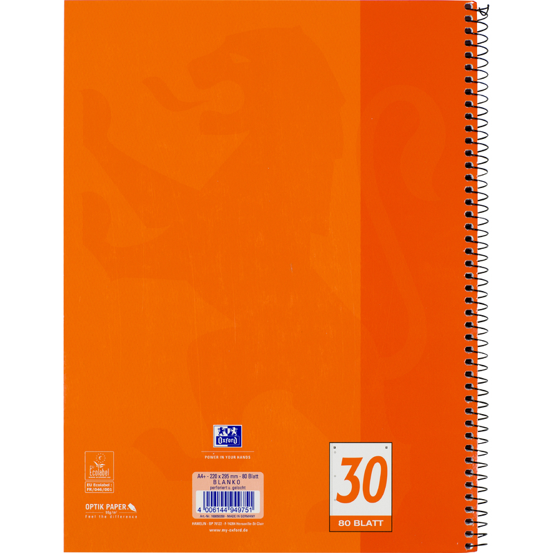 Oxford Cahier à spirale, A4+, uni, 160 pages, orange Fournitures-business.fr Oxford Cahier à spirale, A4+, uni, 160 pages, orange – Image 2