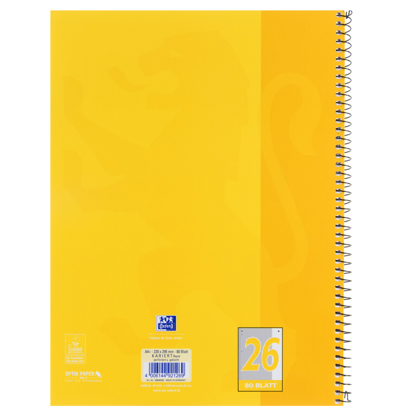 Oxford Cahier à spirale, A4+, quadrillé, 160 pages, Fournitures-business.fr ligné