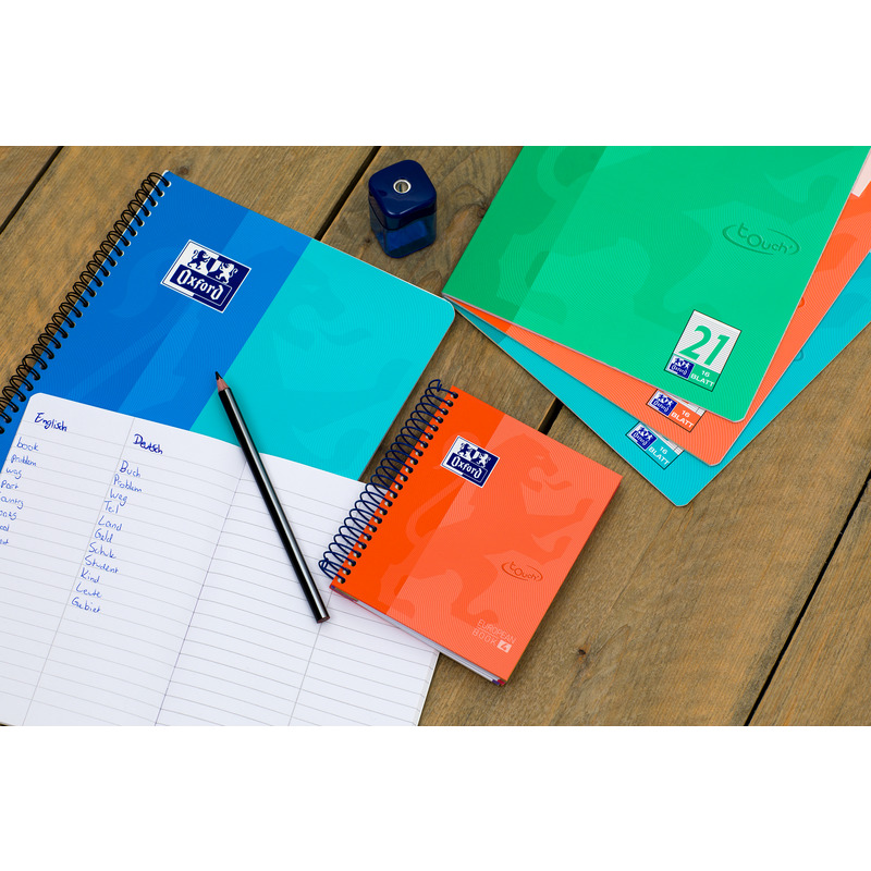 Oxford cahier Touch, A4+, ligné, 160 pages, bleu aqua Fournitures-business.fr corail