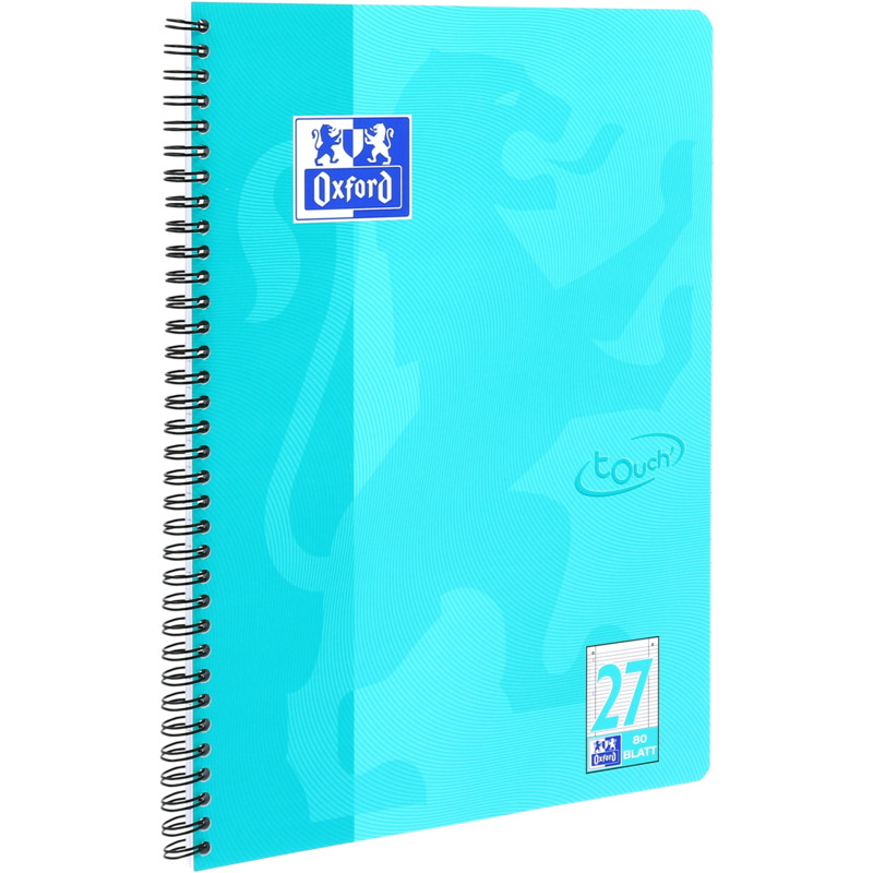 Oxford cahier Touch, A4+, ligné, 160 pages, bleu aqua Fournitures-business.fr ligné
