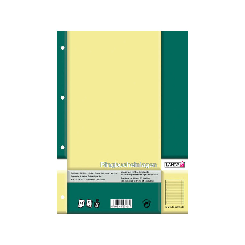 LANDRÉ Feuillets mobiles "pro terra", A4, ligné Fournitures-business.fr quadrillé