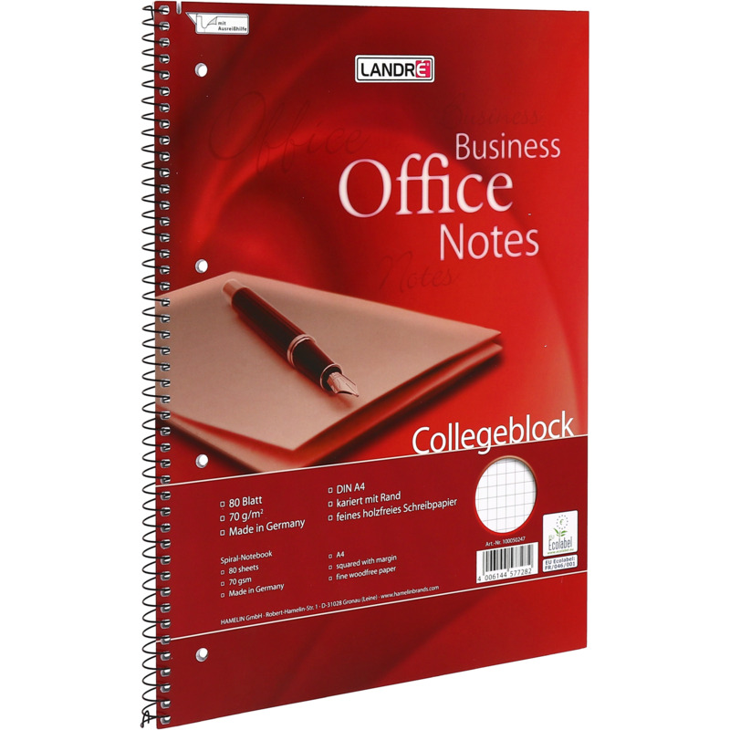 LANDRÉ Bloc à spirale "Business Office Notes", A4, carrelé, Fournitures-business.fr ligné