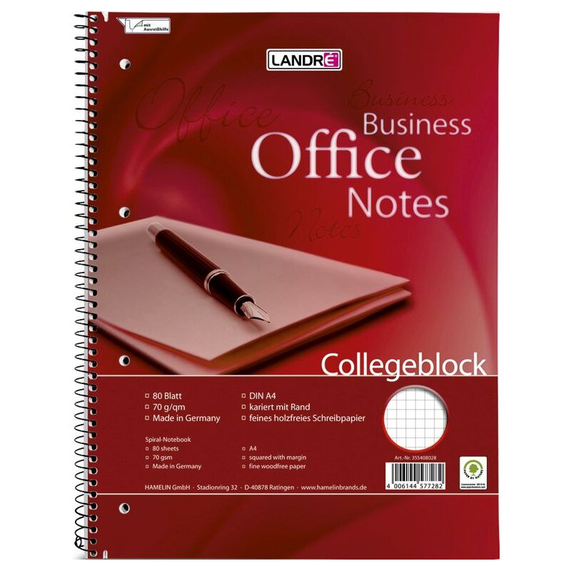 LANDRÉ Bloc à spirale "Business Office Notes", A4, carrelé, Fournitures-business.fr A4 LANDRÉ Bloc à spirale "Business Office Notes"