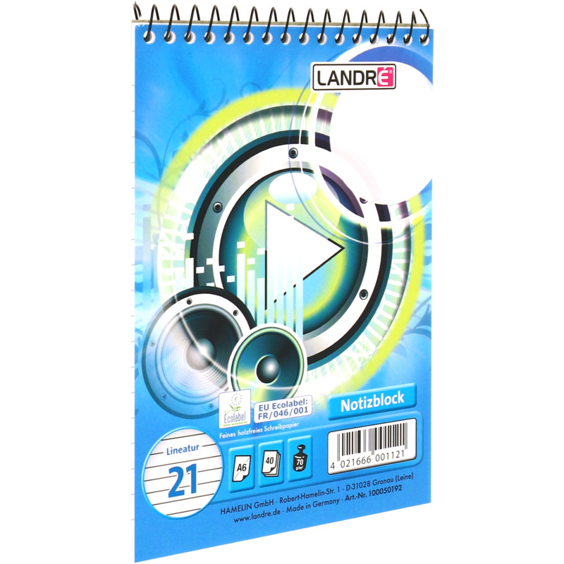 LANDRÉ bloc-notes à spirale, A6, 40 feuilles, ligné Fournitures-business.fr 40 feuilles