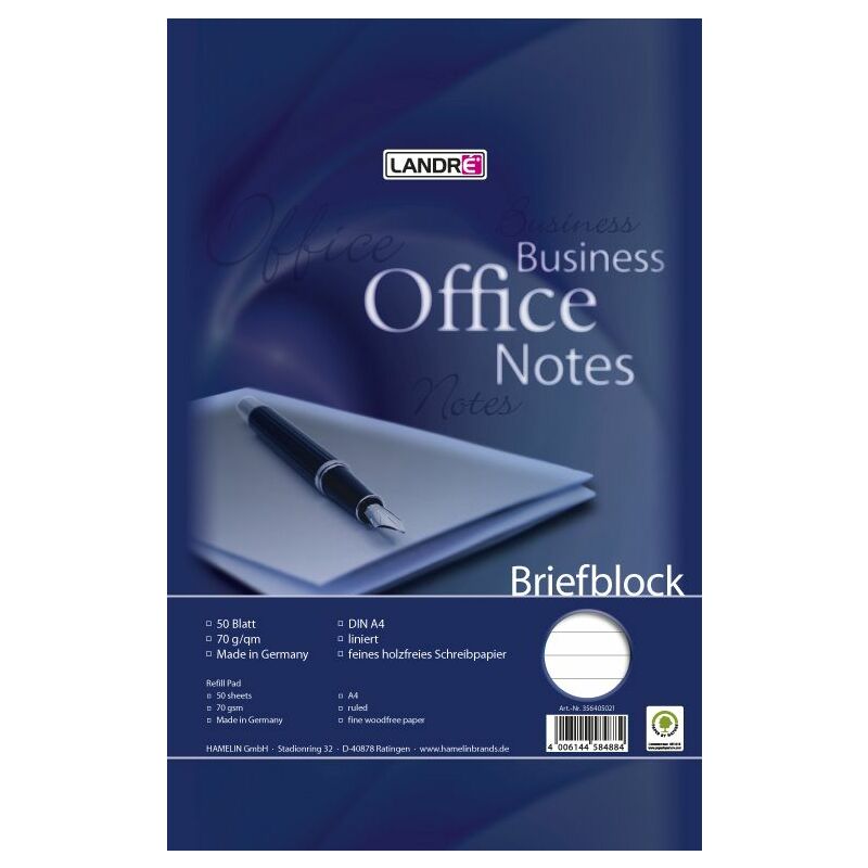 LANDRÉ Bloc de correspondance "Business Office notes" A4, Fournitures-business.fr A4 LANDRÉ Bloc de correspondance "Business Office notes" A4