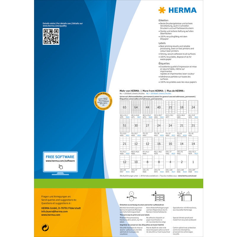 HERMA Etiquette universelle PREMIUM, 70 x 29,7 mm, blanc Fournitures-business.fr 70 x 29