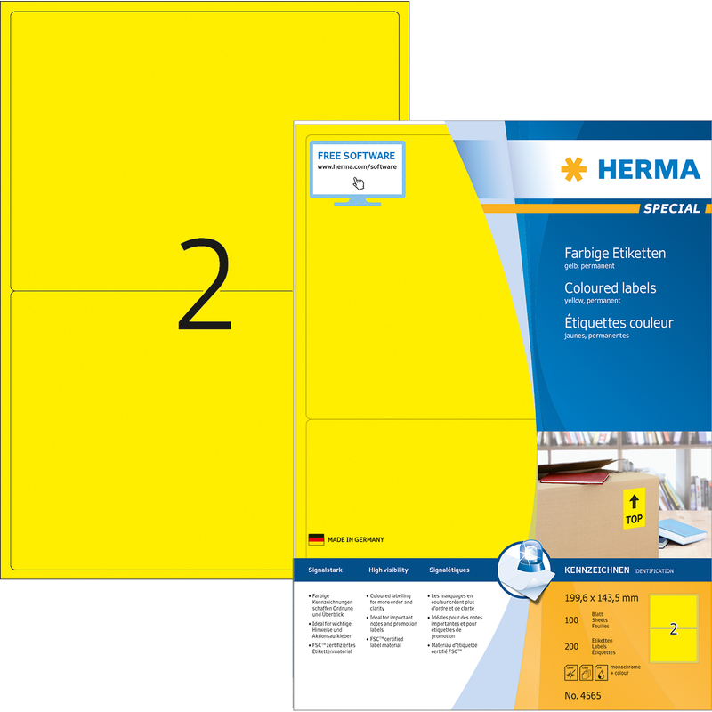 HERMA Etiquette universelle SPECIAL, 199,6 x 143,5 mm, jaune Fournitures-business.fr Universelle Universelle