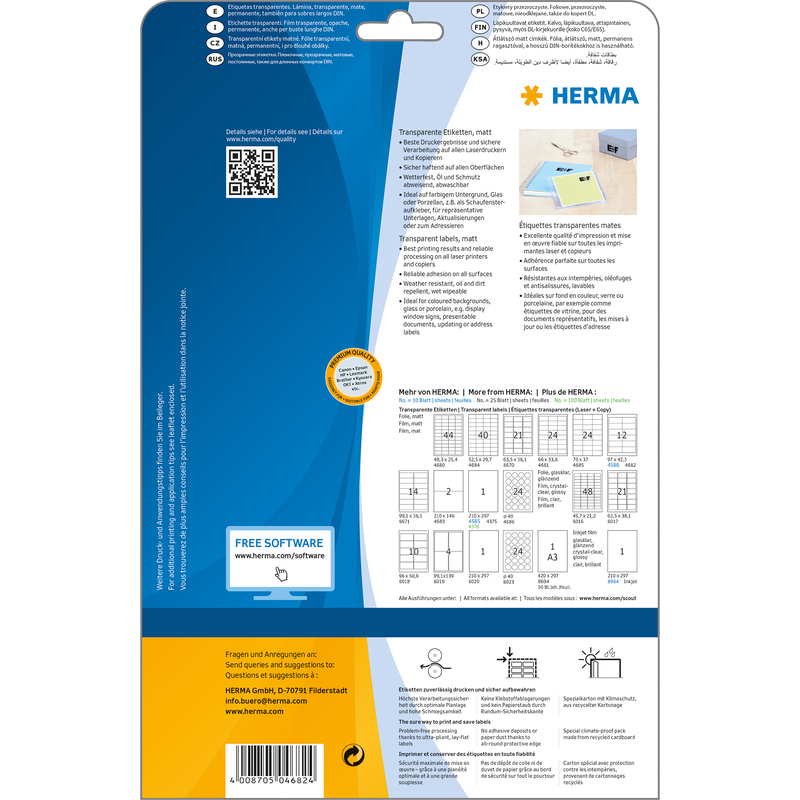HERMA Etiquette en film SPECIAL, 97,0 x 42,3 mm, transparent Fournitures-business.fr 3 mm