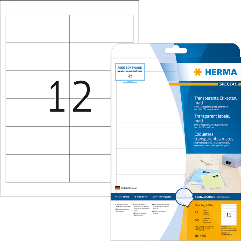 HERMA Etiquette en film SPECIAL, 97,0 x 42,3 mm, transparent Fournitures-business.fr Marquages & identifications Etiquettes en film HERMA Etiquette en film SPECIAL