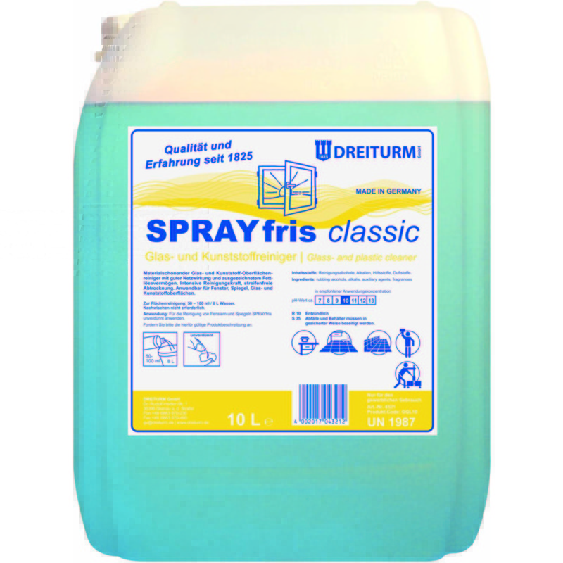 DREITURM Nettoyant pour surfaces en verre SPRAYFRIS classic, Fournitures-business.fr Produits de nettoyage Nettoyants pour vitres DREITURM Nettoyant pour surfaces en verre SPRAYFRIS classic