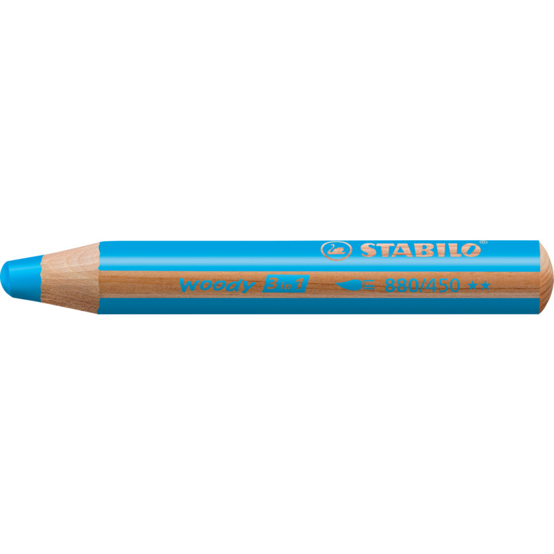 STABILO Crayon multi-talents woody 3 en 1, rond, cyan Fournitures-business.fr cyan
