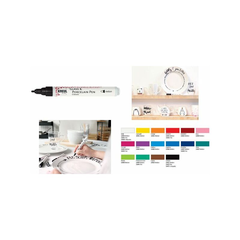 KREUL Glass & Porcelain Pen Classic, rouge foncé Fournitures-business.fr KREUL Glass & Porcelain Pen Classic