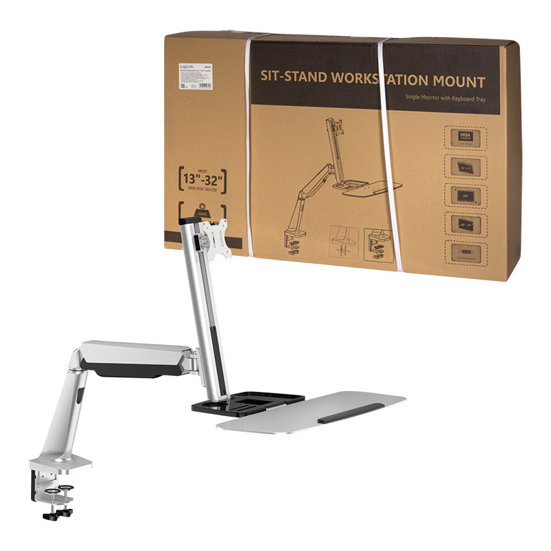 LogiLink Poste de travail assis-debout, pour 1 écran, argent Fournitures-business.fr pour 1 écran