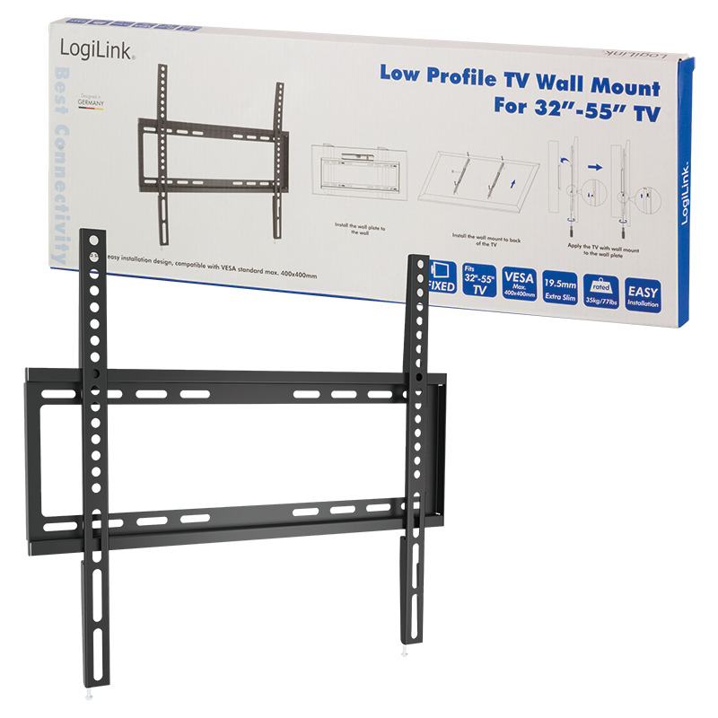 LogiLink Support mural pour TV, plat, pour 81,28 à 139 Fournitures-business.fr plat