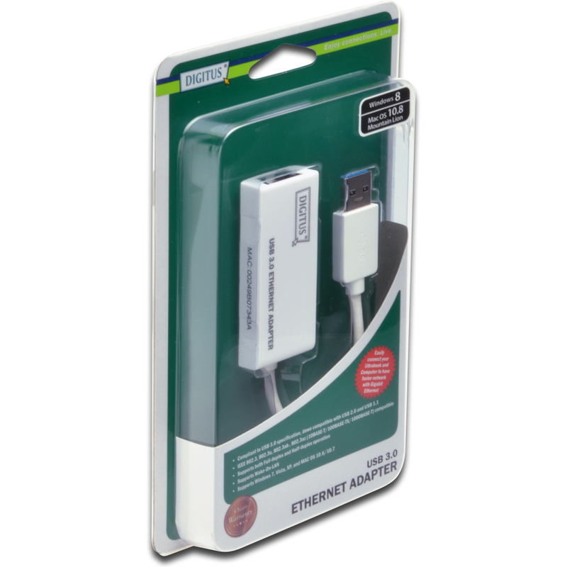 DIGITUS Adaptateur USB 3.0 vers Gigabit Ethernet, blanc Fournitures-business.fr blanc