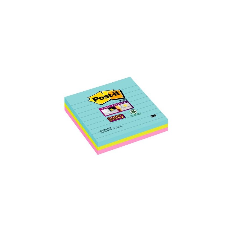 Post-it Bloc-note Super Sticky Notes, 101 x 101 mm Fournitures-business.fr Notes adhésives & distributeurs Blocs ligné/quadrillé Post-it Bloc-note Super Sticky Notes