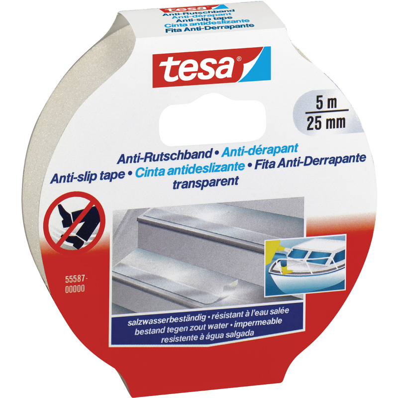 tesa Ruban adhésif anti-dérapant, 25 mm x 5,0 m, transparent Fournitures-business.fr Adhésifs & colles spéciales Rubans adhésifs anti-dérapant tesa Ruban adhésif anti-dérapant