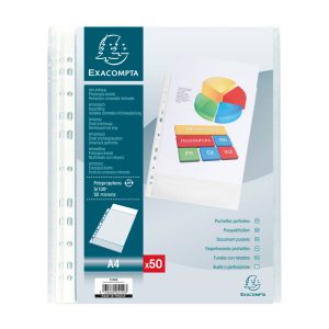 Chemises & pochettes transparentes Pochettes perforées A4 EXACOMPTA Pochette perforée