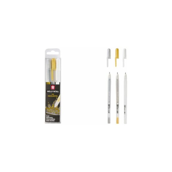 Stylos bille & roller encre gel Stylos roller encre gel SAKURA Stylo roller encre gel Gelly Roll "Or-Argent-Blanc"