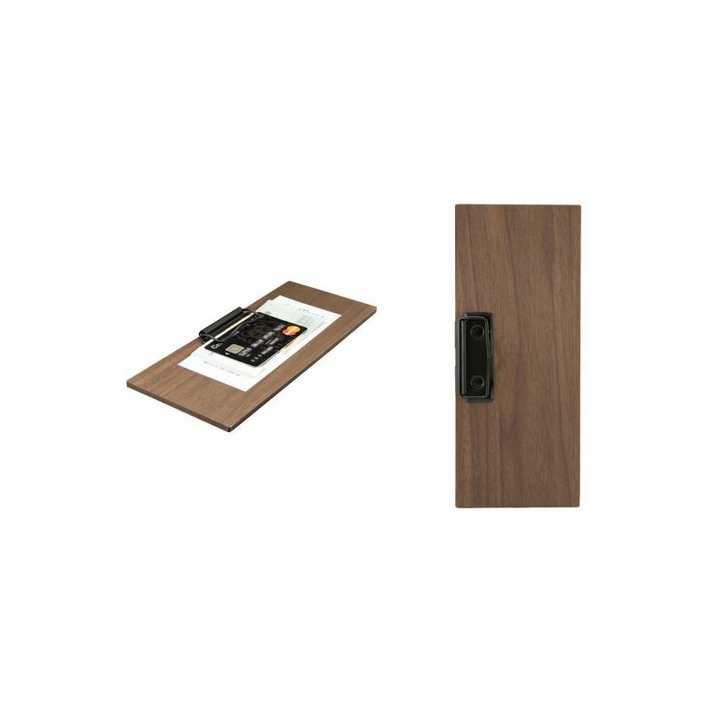 Securit Planchette avec pince WALNUT, en noyer Fournitures-business.fr Hotels & restaurants Porte-blocs Securit Planchette avec pince WALNUT