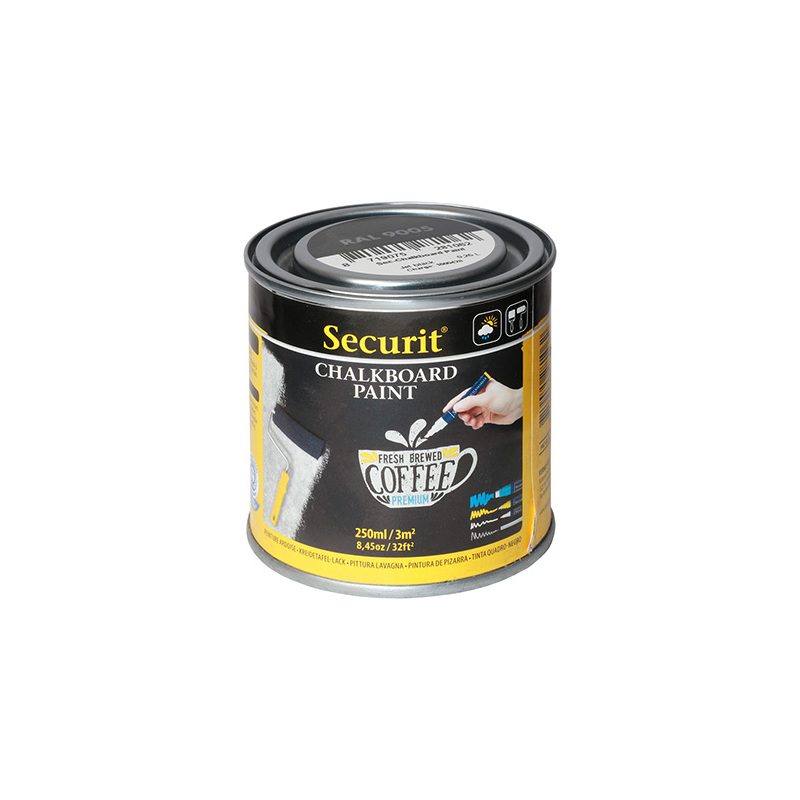 Securit Peinture pour tableau ardoise PAINT, 250 ml, noir Fournitures-business.fr Peintures magnétiques Peintures tableau Securit Peinture pour tableau ardoise PAINT