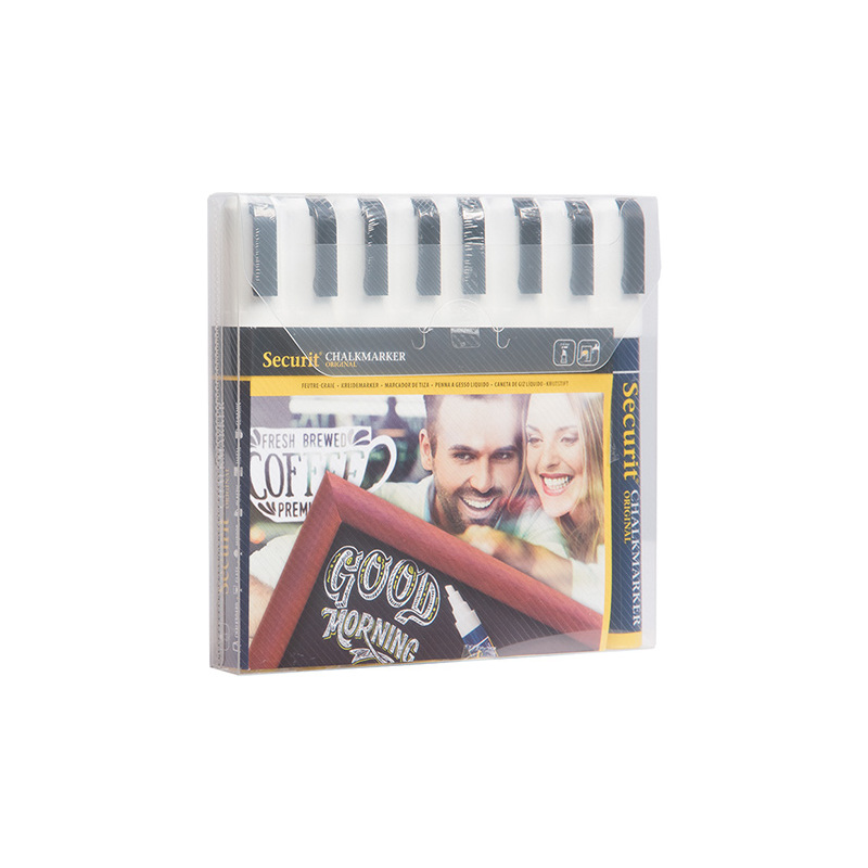 Securit Feutre-craie ORIGINAL MEDIUM, étui de 8, blanc Fournitures-business.fr étui de 8