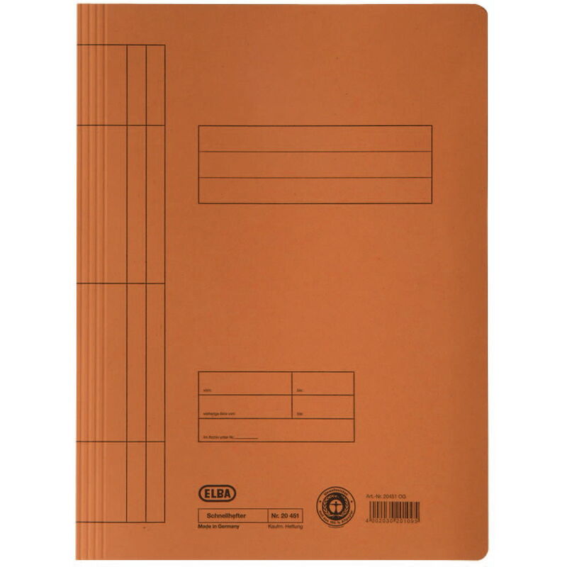 ELBA Chemise à lamelle, A4, en carte lustrée (RC), orange Fournitures-business.fr carton ELBA Chemise à lamelle