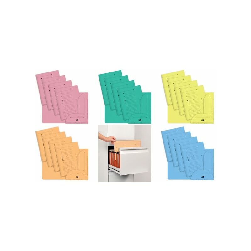Oxford Chemise sous-dossier PASTEL, 2 rabats, A4, rose Grand Paris Fournitures Dossiers suspendus Chemises à rabats Oxford Chemise sous-dossier PASTEL
