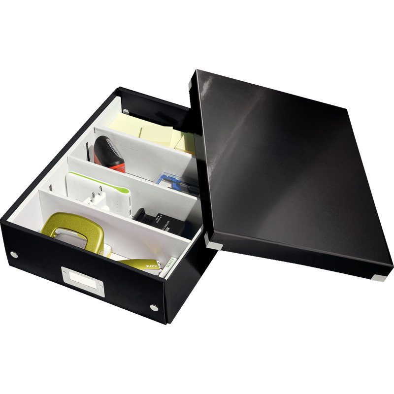 LEITZ Boîte de rangement Click & Store WOW, grand, noir Fournitures-business.fr carton Boîtes d'organisation LEITZ Boîte de rangement Click & Store WOW