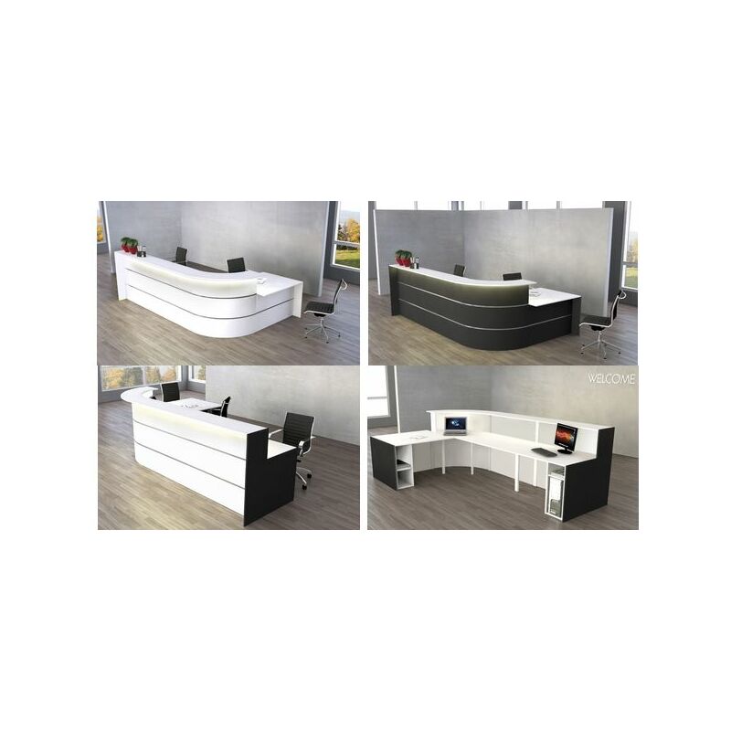 Comptoir d'Accueil en L BARI Kerkmann Blanc - Mobilier Espace Conseil Professionnel Fournitures-business.fr Tables & comptoirs Comptoirs kerkmann Grand comptoir en L BARI