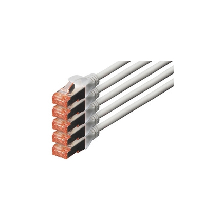 DIGITUS Câble patch Cat. 6, S/FTP, 20,0 m, set de 5, gris Grand Paris Fournitures DIGITUS Câble patch Cat. 6