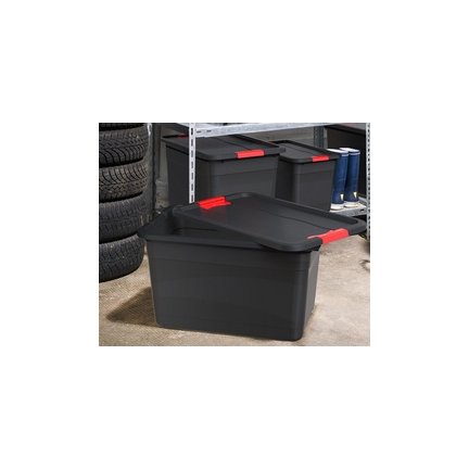 keeeper Boîte de rangement 'eckhart', 33 L, graphite/rouge Grand Paris Fournitures couvercle à fermeture coulissante