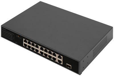 DIGITUS Commutateur PoE, 16 ports, 2 GE Uplinks (RJ45 / SFP) Grand Paris Fournitures 16 ports
