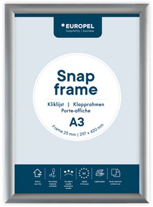 EUROPEL Cadre porte-affiche premium, A1, 25 mm, argent Grand Paris Fournitures 25 mm
